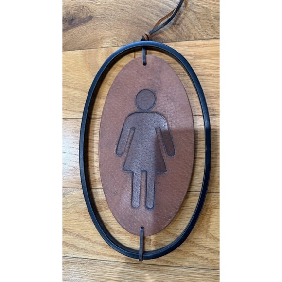 Woman And Man Leather Punched Handcrafted Signs - Picture 2 of 5